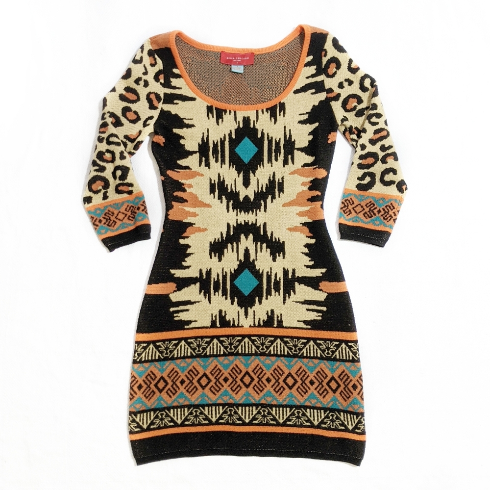 Akira Chicago Red Label Bold Leopard Sweater Dress
